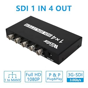 Wiistar 1x4 SDI splitter distributes one SDI signal to 4 simultaneous SDI outputs