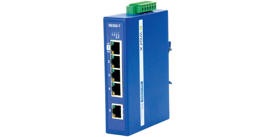 5-port 10/100Mbps Lite-Managed Industrial Ethernet Switch, eWorx, IEEE 802.1p QoS, Temp -40 to 75C