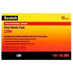 Mastic Pad, Premium Grade, 4.5" Length x 3.25" Width x 125 Mil Thk, 20 Lb/Inch Breaking Strength, Vinyl PVC Backing, Resin Adhesive, Black