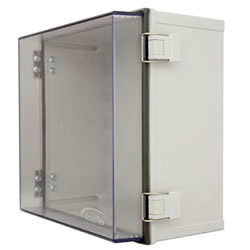 12"x12"x6" Poly Enclosure with Clear Door, Latch Lock, Cord Grip
