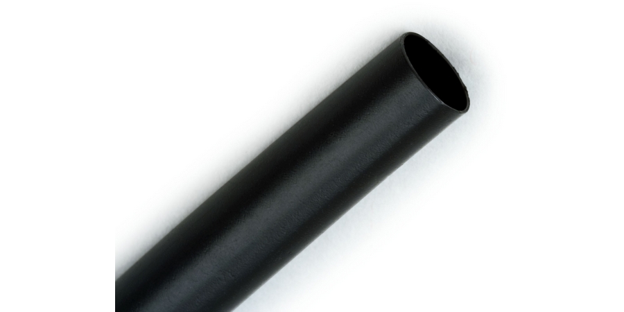 Heat Shrink Tubing, Thin Wall, 600 Volt, 48" Length, 3/64" Expanded Diameter, 0.023" Recovered Diameter, 2:1 Shrink Ratio, Polyolefin, Black Color