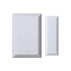 Bypass Door/Window Contact, 5/8" Gap, 1.5" Length x 1" Width x 0.4" Height, White, ABS Plastic, With Battery