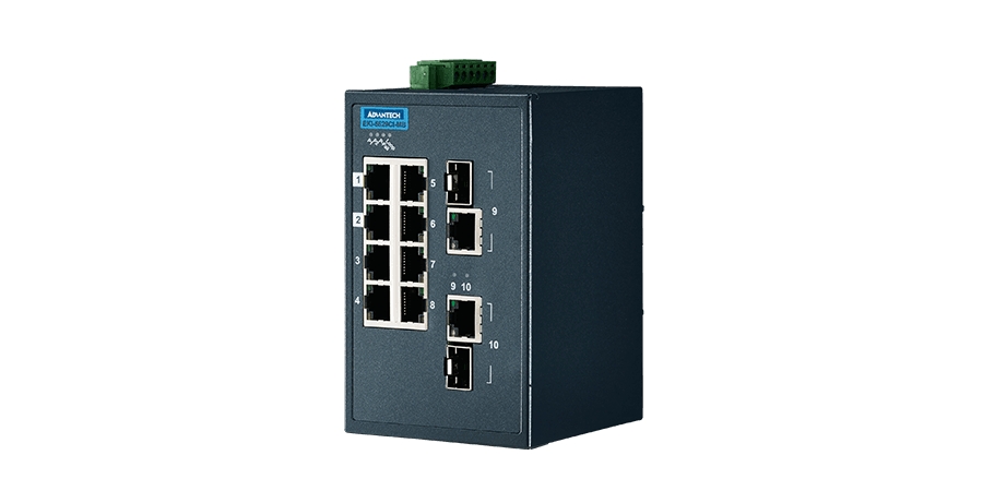 8-port 10/100Mbps + 2-port GbE Combo (SFP or Copper) Industrial Managed Ethernet Switch, -40 to 75C