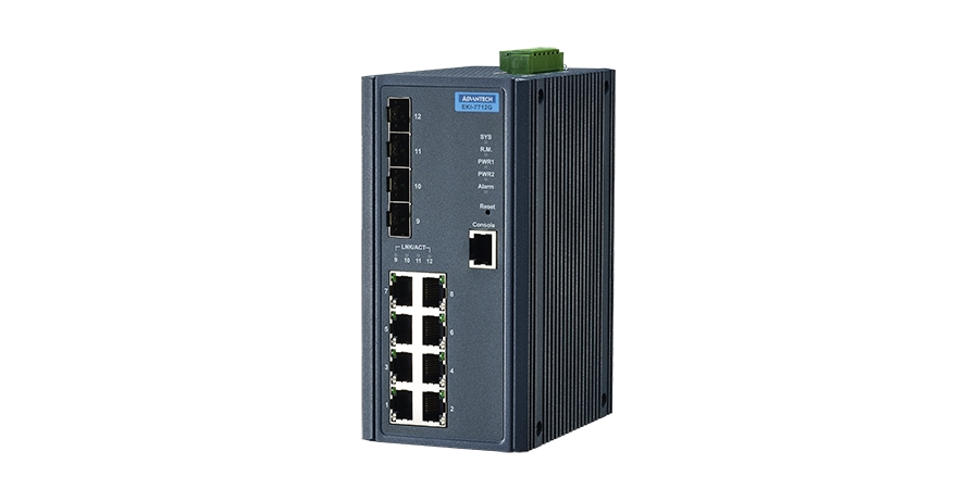 8-port GbE + 4 GbE SFP Full L2 Managed Ethernet Switch, -40 to 75C