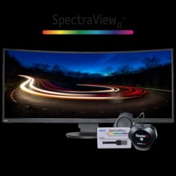 MultiSync EX341R-BK with SpectraView II EA Bundle, 34" Curved LED Backlit LCD Monitor, SVA, 3440x1400, Ultra-narrow Bezels on Three Sides, 1800R Curvature, HDMI 2.0 / HDMI 1.4 / DisplayPort (in / out) inputs, USB 3.0 Hub with DisplaySync Pro