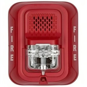 System Sensor P2GRLED L-Series Indoor 2-Wire LED Compact Horn Strobe, Wall-Mount, Marked FIRE, Red