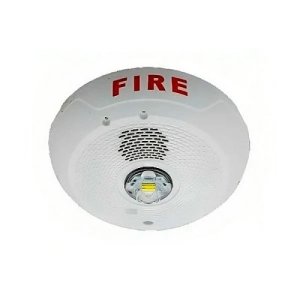 System Sensor SCWKLED L-Series Outdoor Ceiling-Mounted LED Strobe, "FIRE", White