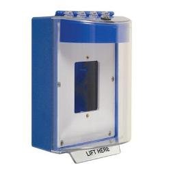 13520NB STI Universal Stopper® with Horn, Enclosed Backbox, Open Mounting Plate, No Label, Blue