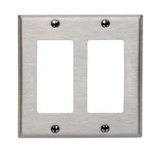 2-gang Decora/gfci Device Decora Wallplate, Device Mount, Stainless Steel