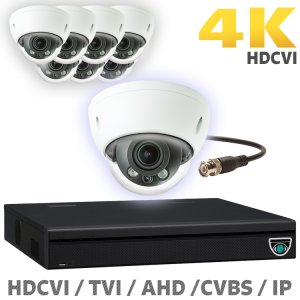 16 CH XVR with 8 4K 8MP Starlight Motorized Zoom Lens Dome Cameras UHD Kit for Business Professio...
