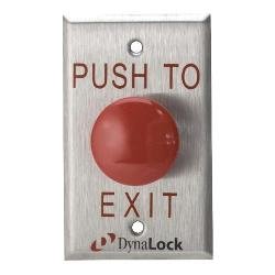 6290-NR Dynalock Palm Switch 1-5/8'' Diameter Red Plastic Time Delay Mushroom Button - NFPA 101, Narrow Plate