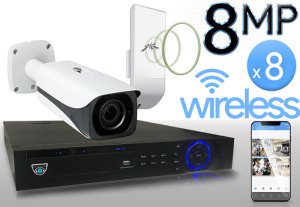 Wireless 8MP IP Bullet (8) Camera Kit