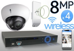 Wireless 8MP IP Dome (4) Camera Kit