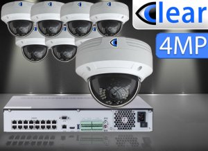 32 CH NVR with (8) IPX3 4 Megapixel, 3.6mm Lens, 30m IR, H.265, CVBS (BNC) Optional, Network IP Dome Camera