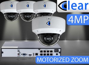 8 CH NVR with (4) IPX6 4 Megapixel, 3.3-12mm Motorized Lens, 30m IR, H.265, CVBS (BNC) Optional, ...