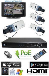 4 Indoor 3.0MP IP Box Security Camera NVR System IMAX-IP3-KIT4