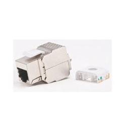 DC-KJ6TFS18-10 Silver 180 Degree Tool-Less Full-Shielded CAT6 Keystone Jack, Pack of 10