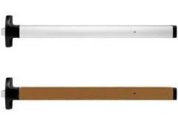 EL1690-EO-36-US28-RHR-L/Rods-PB4 Falcon Exit Only Concealed Vertical Rod Touchbar Device, Electric Latch Retraction, Size 36", Anodized Aluminum - Clear, Right Hand Reverse, Less Rods, PB48 Top Strike