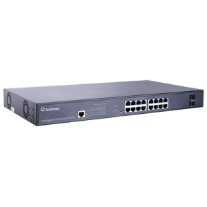 GV-Long Distance,16-port 10/100/1000 Mbps Web Managed Base T(x)PoE+Web Smart PoE Switch 2 SFP uplink port.