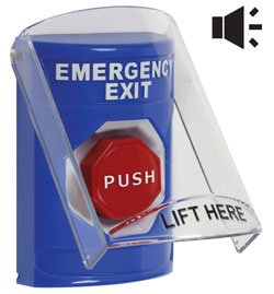 SS-24A2EX STI Stopper® Station with Stopper® Station Shield with Sound, Emergency Exit Label