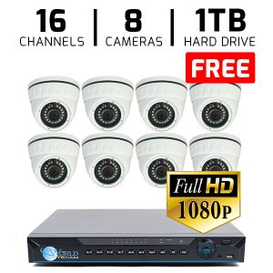 16 CH DVR with 8 HD 1080P Security Universal ACT  Dome & HD DVR Kit for Business Professional Gra...