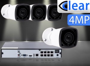 8 CH NVR with (4) IPX1 4 Megapixel, 3.6mm Lens, 30m IR, H.265, CVBS (BNC) Optional, Network IP Bu...