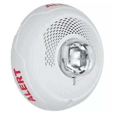 System Sensor SPSCWLED-CLR-ALERT L-Series Indoor Speaker Ceiling-Mounted LED Strobe, "ALERT", Whi...