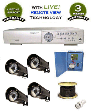 *EASY SETUP* Complete DVR Camera System w/ 4 Infrared Color Sony Super HAD CCD Camera (150ft Nigh...