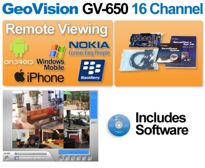 Geovision GV-650B 16 Channel Video Capture DVR Card GV650 with version V8.5 Complete Webcam Softw...