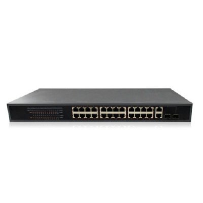 24 Port Gigabit POE Switch, 400W, 2 Upload Link