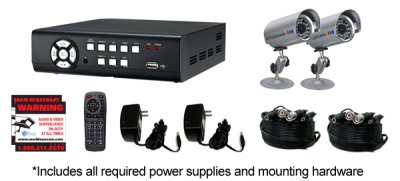 ** EASY SETUP ** 2 Channel DVR Kit with Remote view via MAC Apple Safari or Windows IE (Includes ...