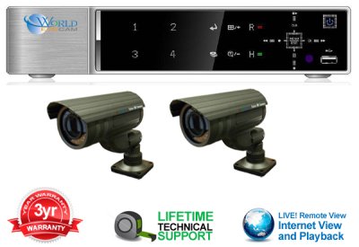 MAC & Windows Compatible Complete 2 Camera Video Security Camera System - iPhone, Android, Blackb...