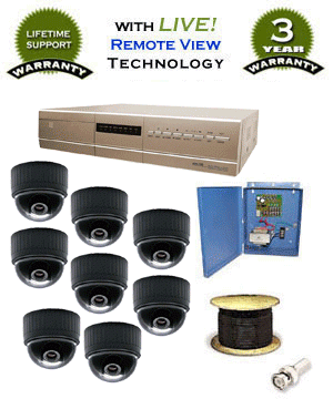 AccuDome WYCM-45DVH/WAVC-785 8-Channel DVR Video Surveillance System