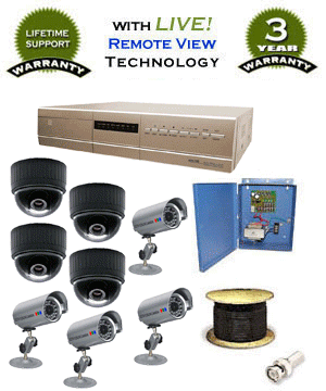 AccuDome WYCM-45DVH & WEC-480/WAVC-785 8-Channel DVR Video Surveillance System