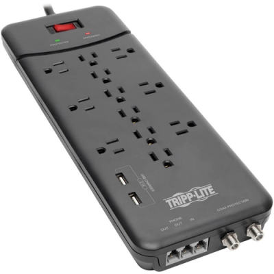 Tripp Lite Protect It! 12-Outlet Surge Protector - 8 ft. (2.43 m) Cord, 4320 Joules, Tel/Modem/Co...