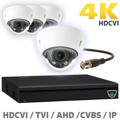 8 CH XVR with 4 4K 8MP Starlight Motorized Zoom Dome Cameras UHD Kit for Business Professional Gr...