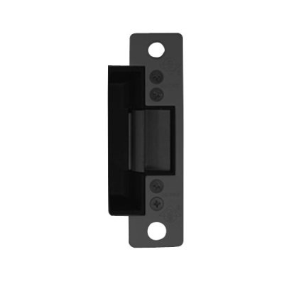 Door Electric Strike, Standard/Fail Secure, 12 Volt DC, Black Anodized, With 4-7/8" Flat Faceplat...