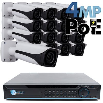 4MP IP PoE 16 Motorized Bullet Camera Kit (IP40) 