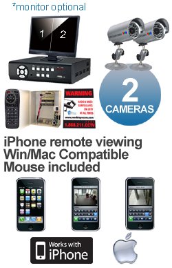 ** EASY SETUP ** 2 Channel DVR Kit with Remote view via MAC Apple Safari or Windows IE (Includes ...