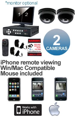 ** EASY SETUP ** 2 Channel DVR Kit with Remote view via MAC Apple Safari or Windows IE (Includes ...