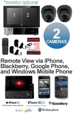 MAC & Windows Compatible Complete 2 Camera Video Security Camera System - iPhone, Android, Blackb...