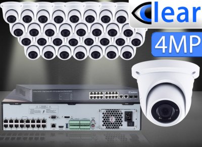 32 CH NVR with (32) IPX2 4 Megapixel, 3.6mm Lens, 30m IR, H.265, CVBS (BNC) Optional, Network IP ...