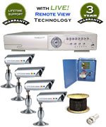 *EASY SETUP* 4 Camera Color Security Camera System w/ Sony CCD High Res Bullet Cameras and Remote...